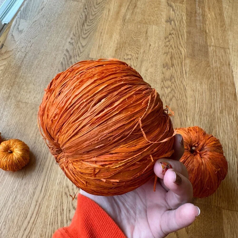 Vintage Set of 4 Wicker Straw Pumpkins